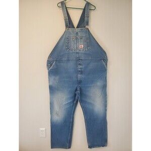 Vintage Round House Bib Overalls Mens 54 (54x33 ACTUAL) Blue Denim Made in USA